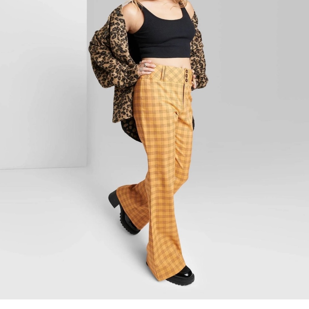 Wild Fable Yellow Plaid Clueless Back to School Academia Bootcut Pants Size 6